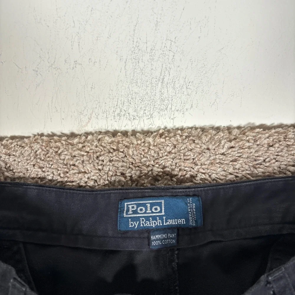 Polo Ralph Lauren Hammond Pant Mens 40x32 Navy Blue Pleated Cuffed Chino Pant